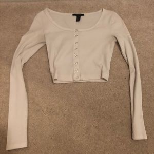 Plain white long sleeve button up (crop top)